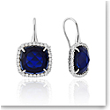 Waterford Jewelry Sterling Silver Earrings, Sapphire Cushion With Crystal Surround