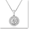 Waterford Jewelry Sterling Silver Pendant White Circle Crystal With Crystal Cluster Surround