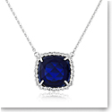 Waterford Jewelry Sterling Silver Pendant White Created Sapphire Cushion With Crystal Surround