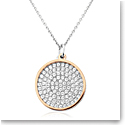 Waterford Jewelry Sterling Silver Pendant Open Rose Gold Circle and Multi White Crystal Disc
