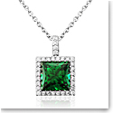 Waterford Jewelry Sterling Silver Pendant Square Emerald Centre With White Surround