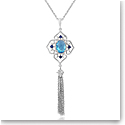 Waterford Jewelry Sterling Silver Pendant Ornate Multi Blue Topaz Tassle