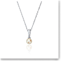 Waterford Jewelry Sterling Silver Pearl Pendant With Stone Set Crossover Bale