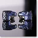 Lalique Eagle Cufflinks Crystal and Stainless Steel Pair, Blue