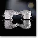 Lalique Eagle Cufflinks Crystal and Stainless Steel Pair, Clear