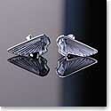 Lalique Victoire Crystal and Stainless Steel Cufflinks Pair, Blue