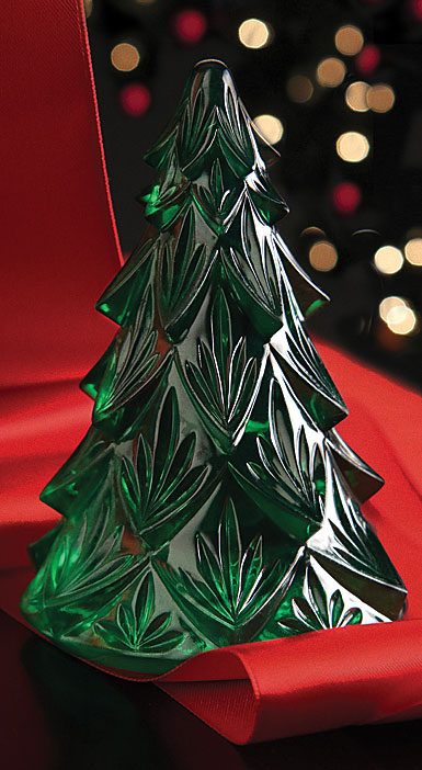 Waterford Crystal, Green Christmas Tree Sculpture