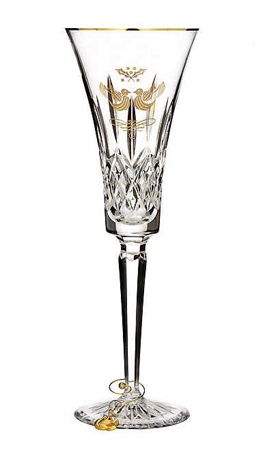 Waterford Crystal, 12 Days of Christmas Lismore Two Turtle Doves Gold Flute, Single