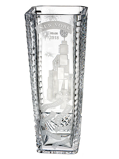 Waterford Crystal, House 2018 Times Square Engraved Scene 14" Crystal Vase