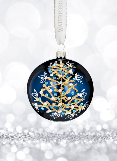 Waterford 2017 Holiday Heirloom Winter Frost Navy Winter Tree Ball Ornament