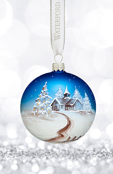 Waterford 2017 Holiday Heirloom Winter Frost Hand Painted Scene Ball Crystal Ornament