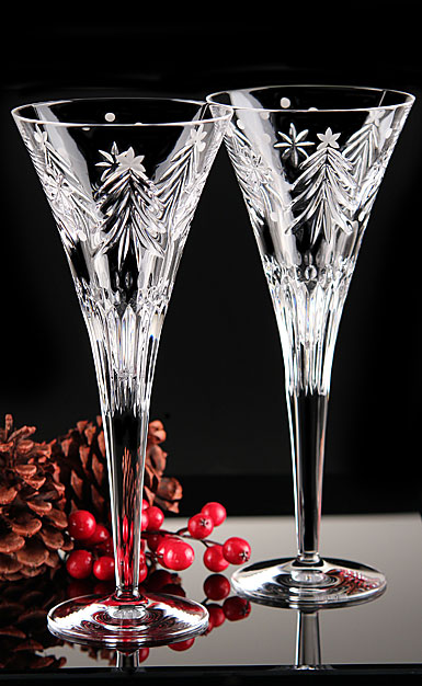 Waterford Crystal, Heritage Christmas Night Toasting Crystal Flutes