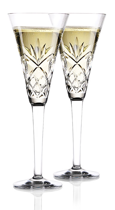 Waterford Crystal Huntley Wedding Toasting Champagne Flutes Pair