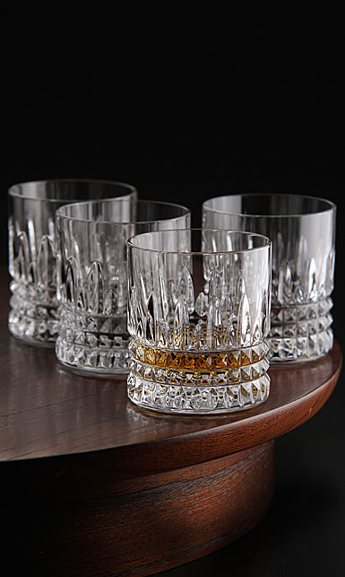 Waterford Crystal, Lismore Diamond Straight Sided Crystal Whiskey Tumblers, Set of Four