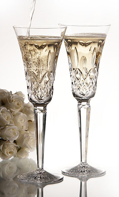 Waterford I Love Lismore Toasting Flutes, Pair
