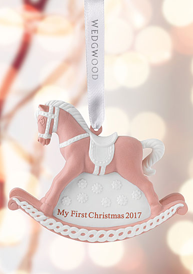 Wedgwood 2017 Baby's 1st Rocking Horse Pink Ornament
