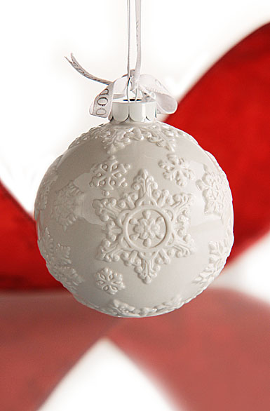 Wedgwood White Snowflake Ball Ornament
